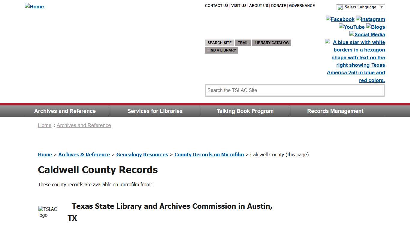 Caldwell County Records Available on Microfilm from Texas State Library and Archives Commission Texas State Library
